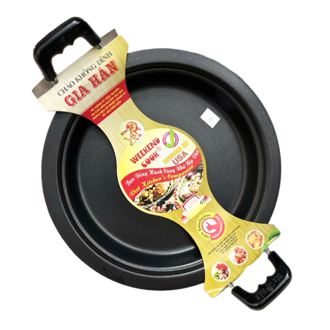 Chảo nướng chống dính quai đen đáy từ - Nhỏ (29cm)